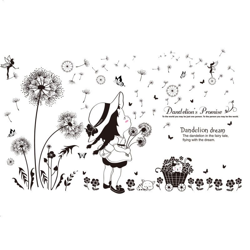 墙贴纸贴画卧室房间温馨小清新创意蒲公英墙壁纸装饰自粘女孩宿舍