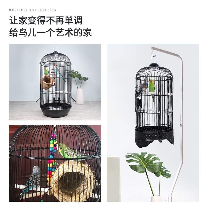 虎皮大型繁殖笼玄凤牡丹鹦鹉鸟笼大号圆形金属不锈钢鸟笼子群鸟笼高清大图