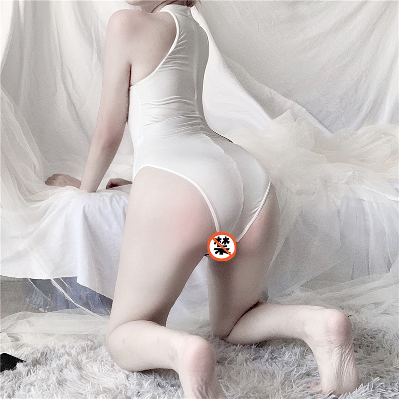 女士情趣内衣连体衣开档免脱破洞紧身透视包臀裙秘书制服职业套装性感透明诱惑三点后入式女式情趣睡衣夫妻长夜漫漫成人美女性用品 白色开档连体衣 均码S-XL