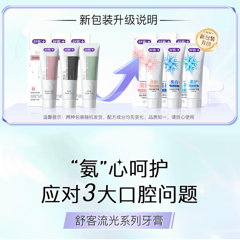 舒客流光亮白牙膏120g-椰壳炭*2支高清大图