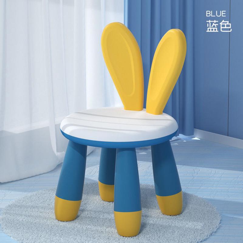 聪明屋加厚塑料儿童椅子萌兔靠背积木桌椅套装防滑幼儿园宝宝家用混色