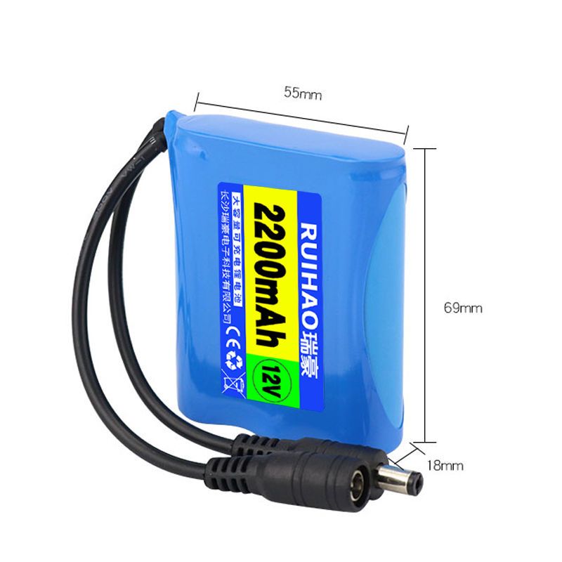 12V2400mAh一字形 12V蓝牙音箱扩音器电池广场舞音响疝气灯可充电锂电池组18650电池