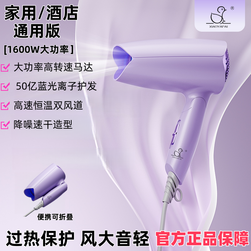 紫色折叠吹风机 折叠+50亿蓝光离子大功率-幽梦紫1600W家用酒店