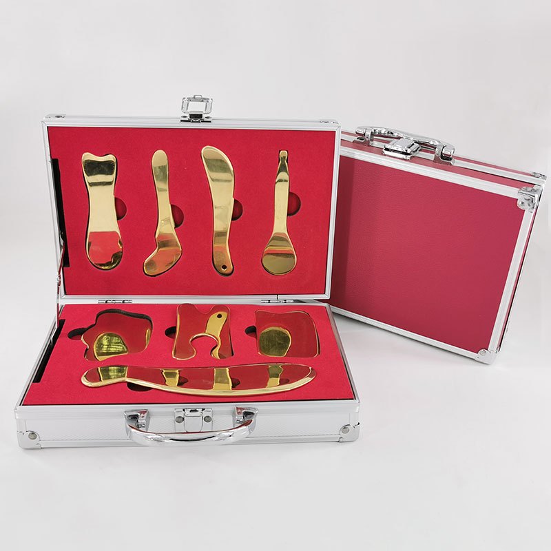 黄铜板刮痧板正品纯铜制李氏虎符砭法李道政手工全身刮痧刀8件套高清大图