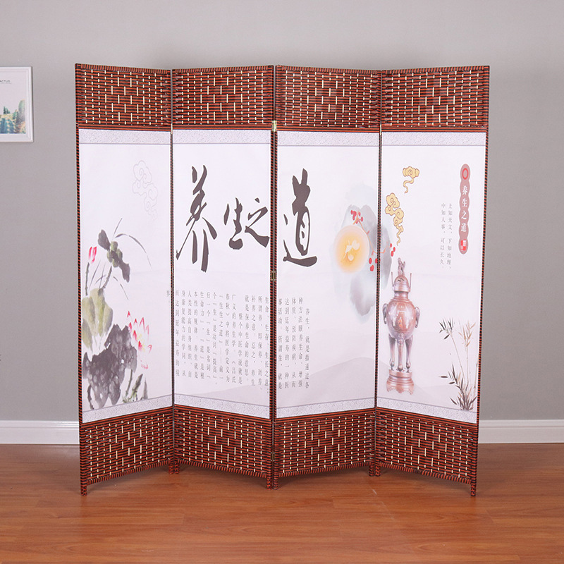 油画布屏风客厅家居办公酒店玄关屏风折屏座屏家具油画折叠隔断