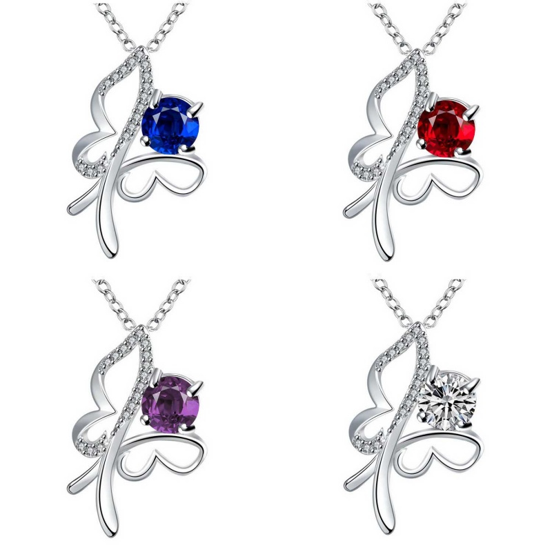 N021Women Silver Necklace 日韩优雅蝴蝶坠项链女锁骨配饰银饰送女朋友七夕情人节礼物