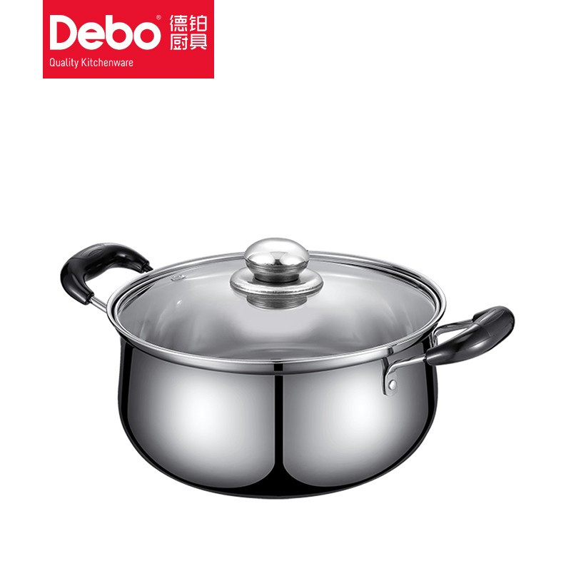 Debo德铂莱比锡之恋不锈钢三件套炒锅汤锅鸣笛水壶3L/20/32cm-高清大图