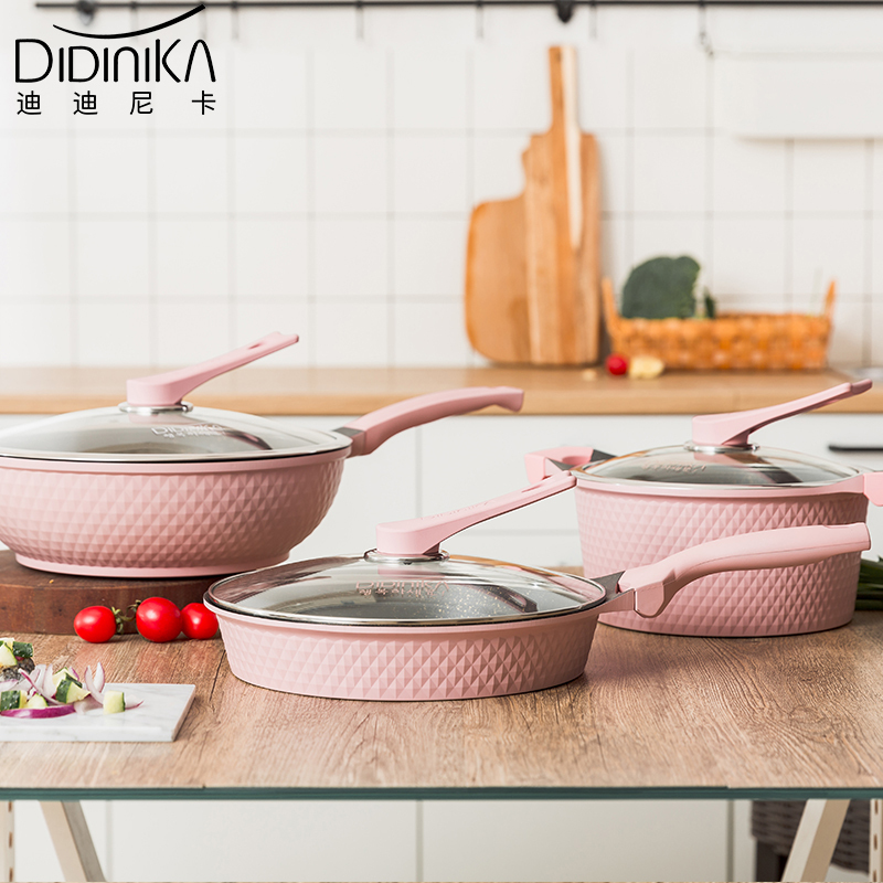 迪迪尼卡(Didinika)锅具套装2件套麦饭石炒锅不粘锅平底锅煎锅家用厨房组合套装