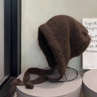 包包帽巴拉克拉法帽毛绒雷锋帽冬季保暖护耳针织套头帽子女韩3450 包包帽子-咖啡