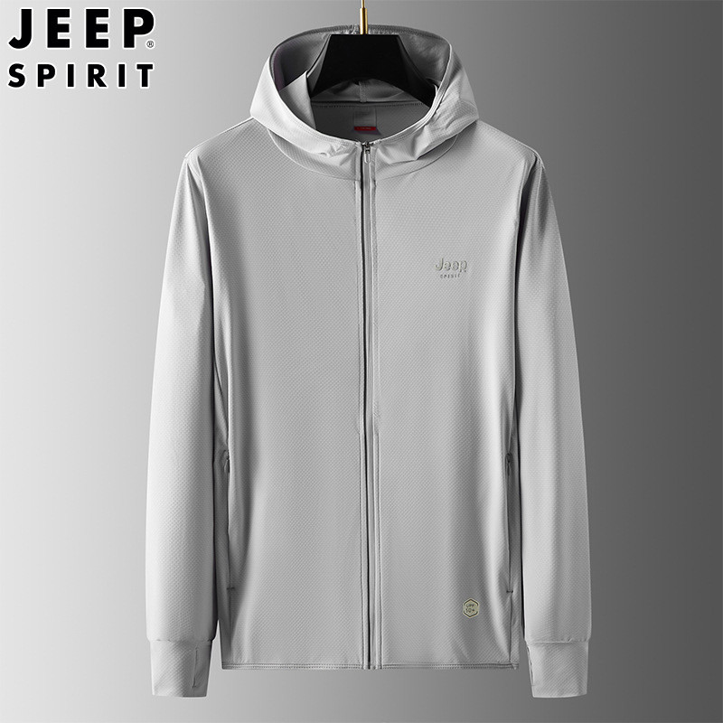 2025夏季JEEP SPIRIT 新款男士运动休闲冰感UPF50+防晒皮肤衣连帽户外