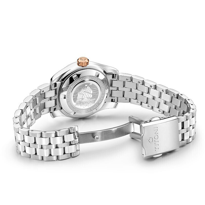 titoni瑞士梅花表女表空中霸王系列自动机械手表罗马表23908srg616