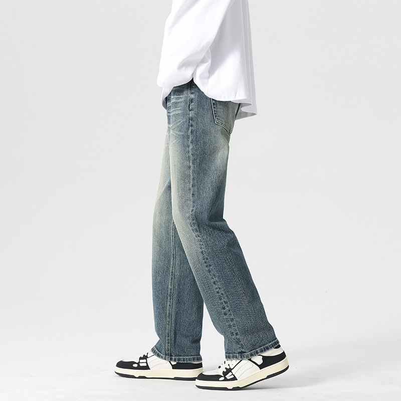 美式猫须直筒牛仔裤男高端轻奢品质新疆棉休闲高街vibe裤子高级感_702高清大图