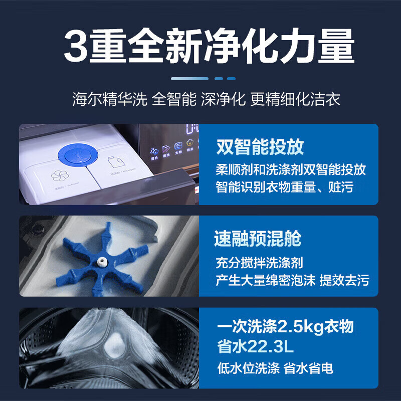 G100388BD14LSU1滚筒洗衣机 10公斤容量 全自动上排水 直驱变频 一级能效