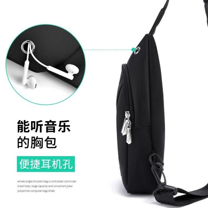 七匹狼 斜挎包男单肩胸包潮牌百搭胸包黑色款 CD101787-1高清大图