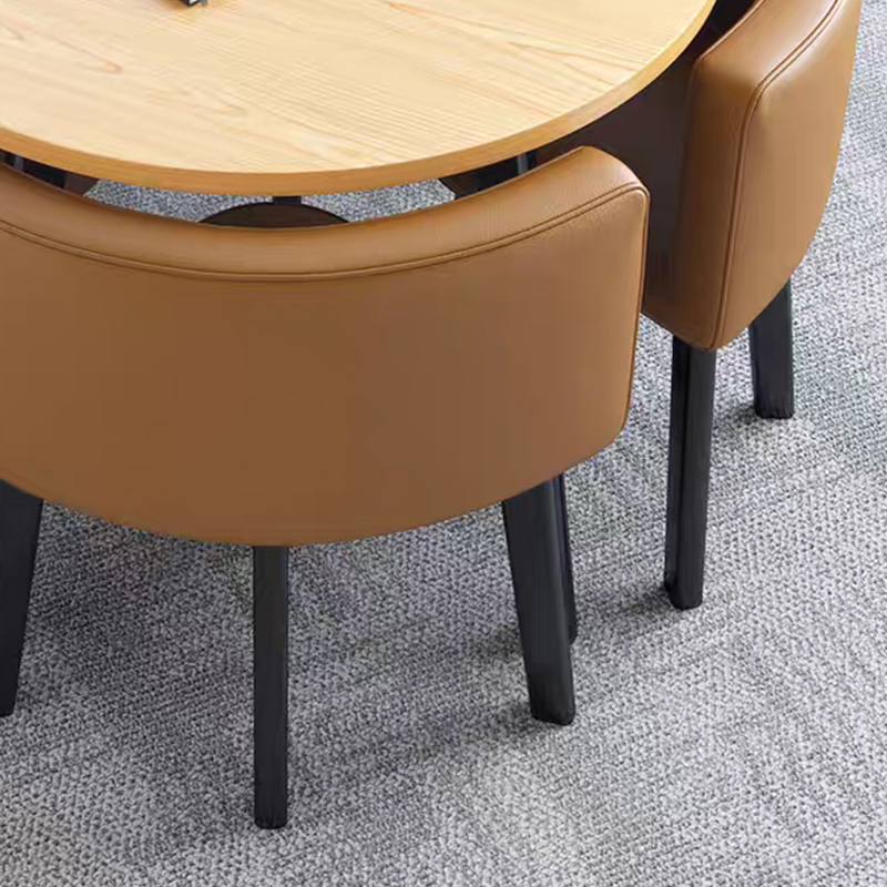 中豫鑫泽ZYXZ4100942 简约接待桌椅洽谈桌椅 一桌四椅 水曲圆桌棕色皮椅高清大图