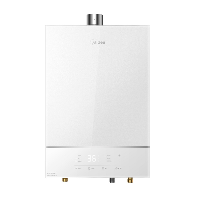 美的燃气热水器JSQ30-GX16M4 极地白 16升家用天然气 双变频恒温 下置风机 厨卫智洗 肌理玻璃全面屏高清大图