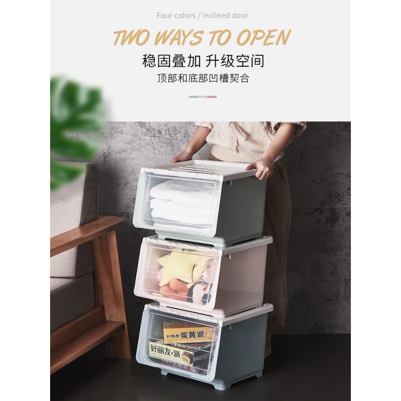 塑料收纳箱透明前开式收纳盒零食儿童玩具整理箱侧开厨房储物箱 三维工匠高清大图