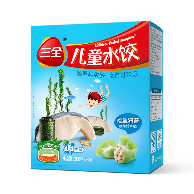 三全儿童鳕鱼海苔水饺300g