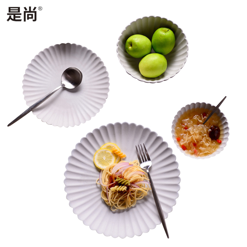 是尚 菊花盘 磨砂陶瓷盘子 菜盘