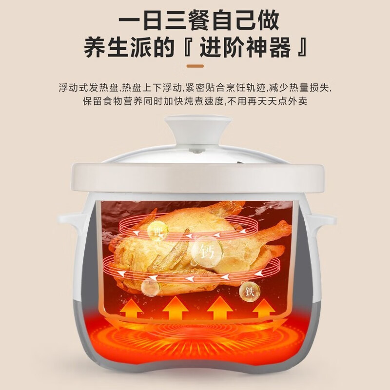 美的(Midea)电炖锅MD-DG30E201电炖盅养生炖盅多功能煮粥煲汤锅智能预约家用3L白瓷内胆智能
