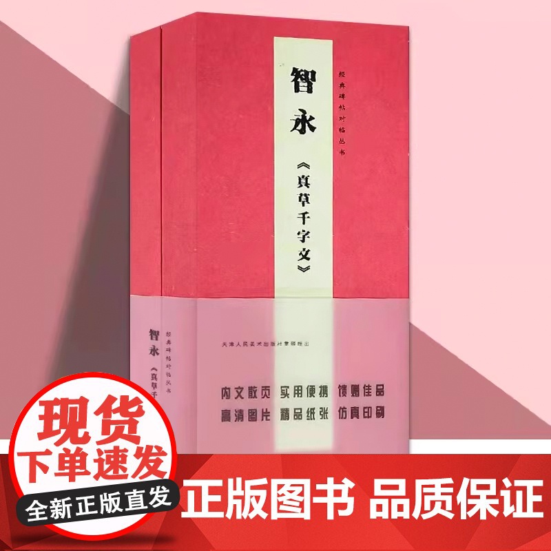 经典碑帖对临图书智永《真草千字文》盒装散页卡片高清放大对照本字帖成人入门初学者临摹原碑拓本书法教程碑帖天津人民美术出版社