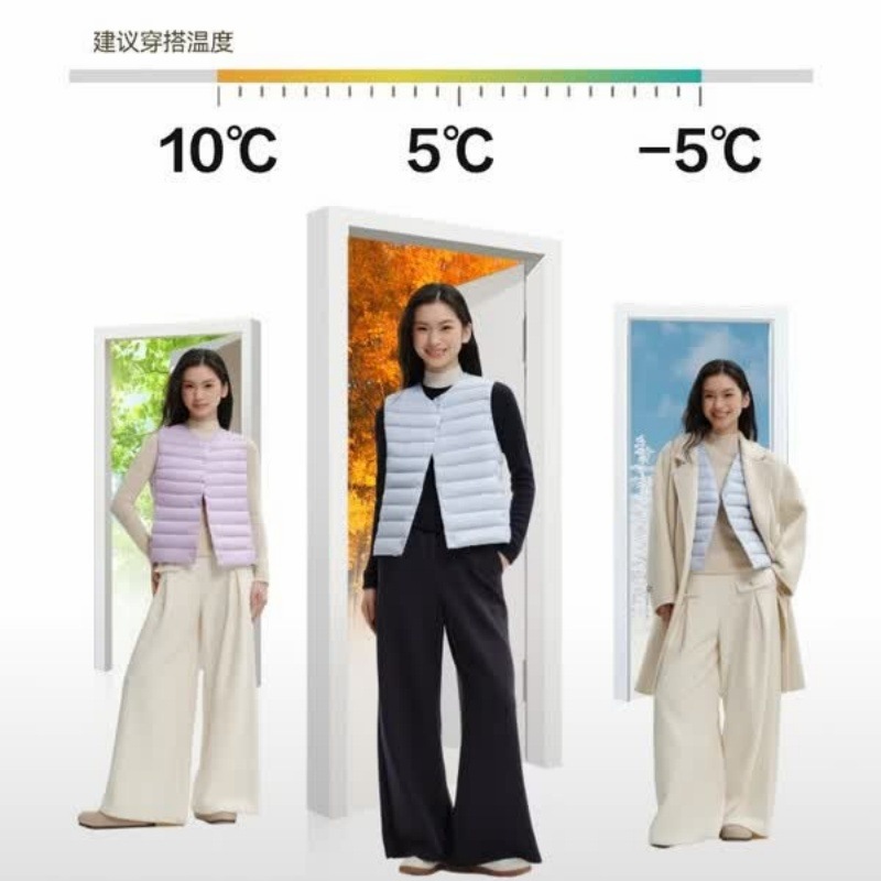 波司登(BOSIDENG)新款马甲羽绒服排骨条女简约叠穿便携领型可调B260135016 秘釉色7475 尺码175高清大图