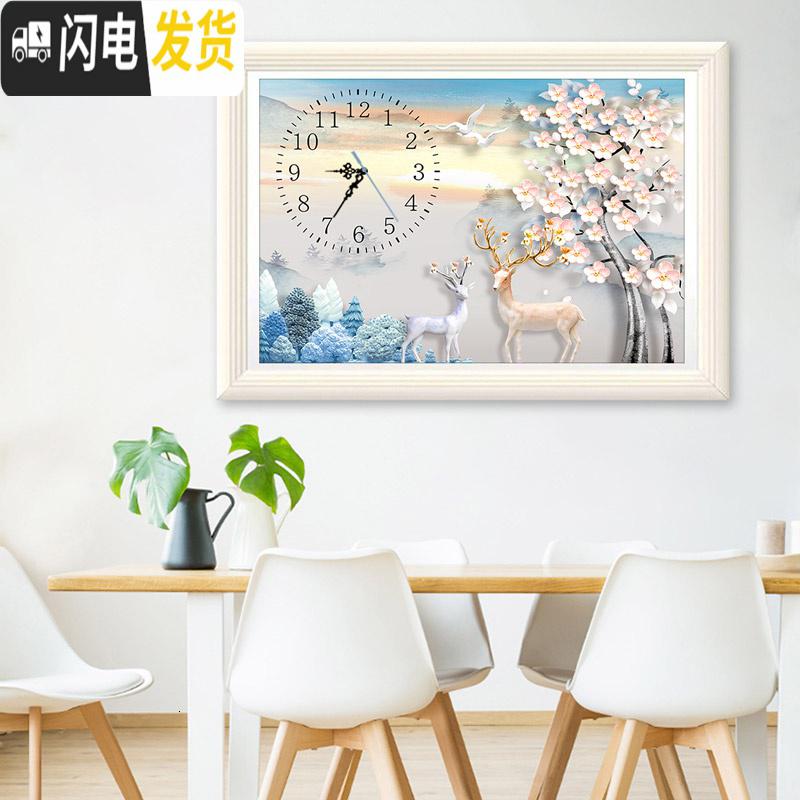 三维工匠十字绣2019年新款钻石画满钻客厅时间钟表时钟自己手工水晶钻表钟 可定制配套画框需要联系客服定制哦[1米30元]高清大图