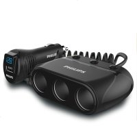 DLP2019车载充电器一拖三汽车手机点烟器带开关usb智能车充