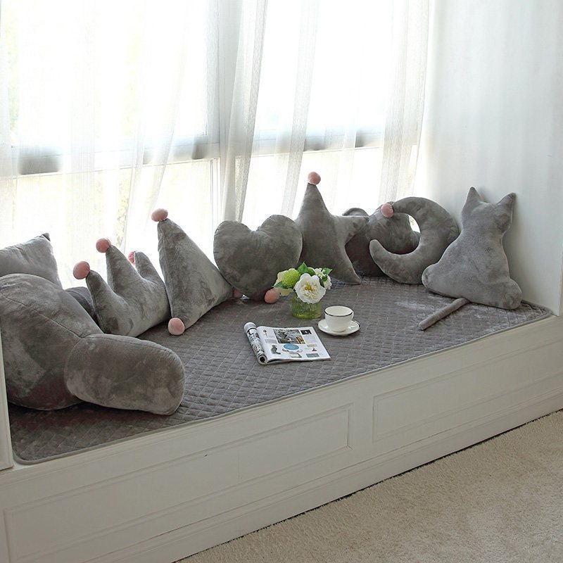 汐岩窗台垫毛绒套坐毯卧室阳台垫子北欧式榻榻米可机洗 ins暖绒-浅灰70*180cm