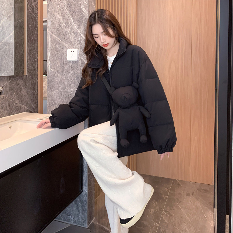 唐狮冬季棉衣女新款韩版简约立领外套送小熊包包韩系ins潮