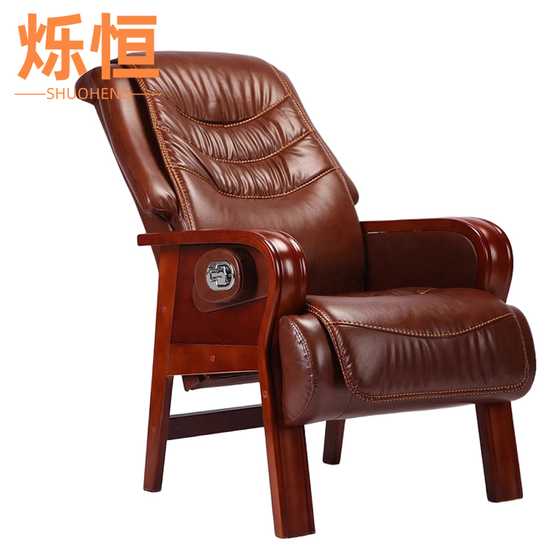 烁恒大班椅头层牛皮把高清大图