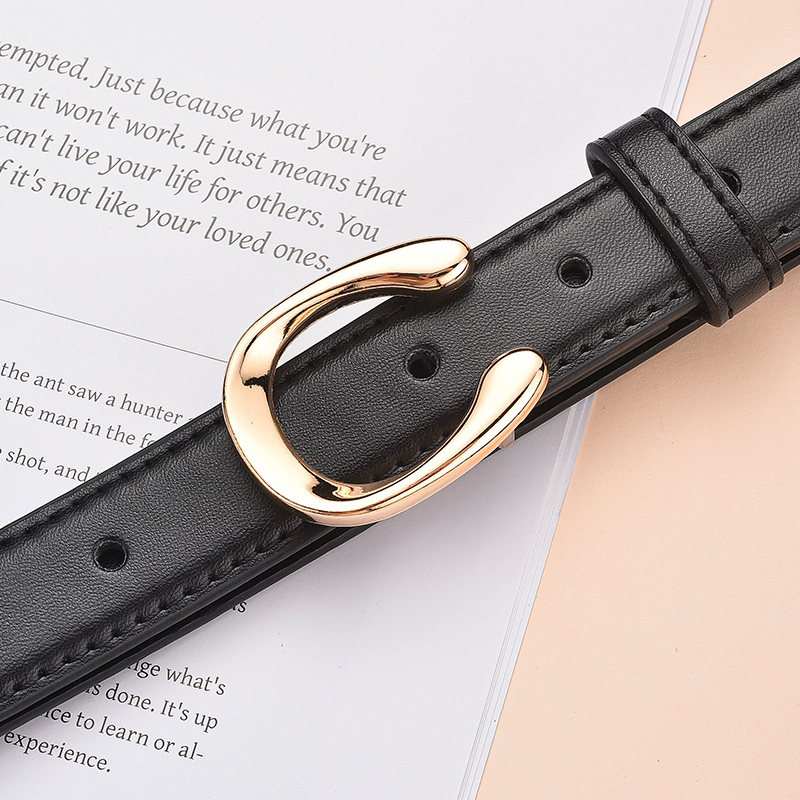 啄木鸟女士皮带真皮简约百搭装饰显瘦配牛仔裤腰带女潮流韩版黑色