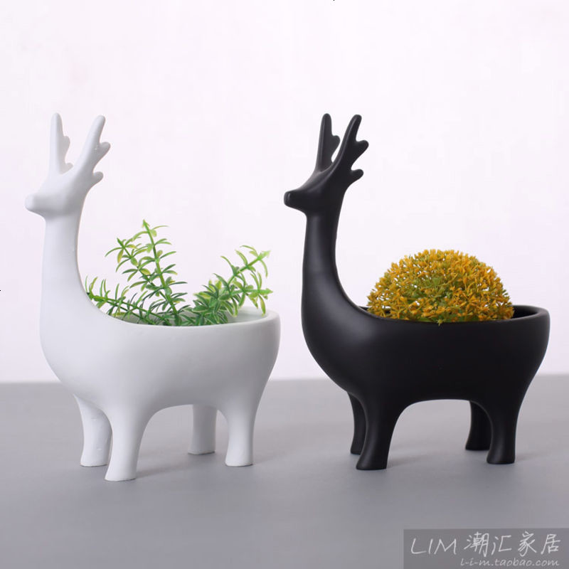 抽象小鹿简约现代客厅桌面摆件家居软装饰品口放钥匙收纳盒托盘