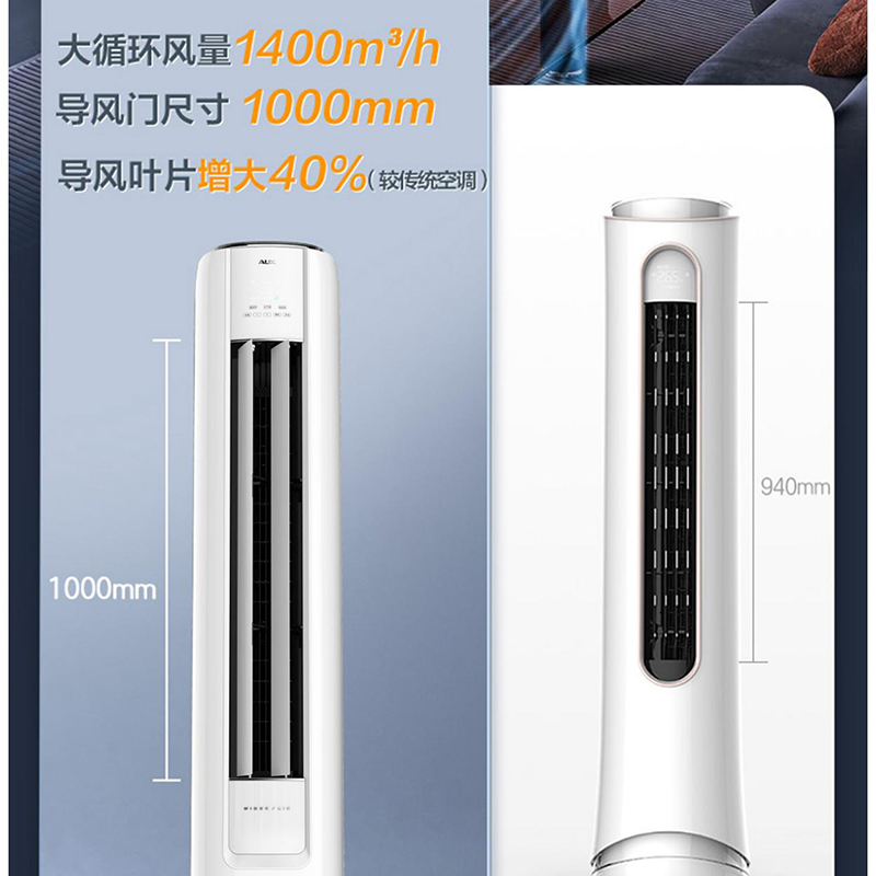 奥克斯(AUX)KFR-72LW/BpR3GAQS(B1)3匹 新1级能效变频 柜式冷暖空调 白色高清大图