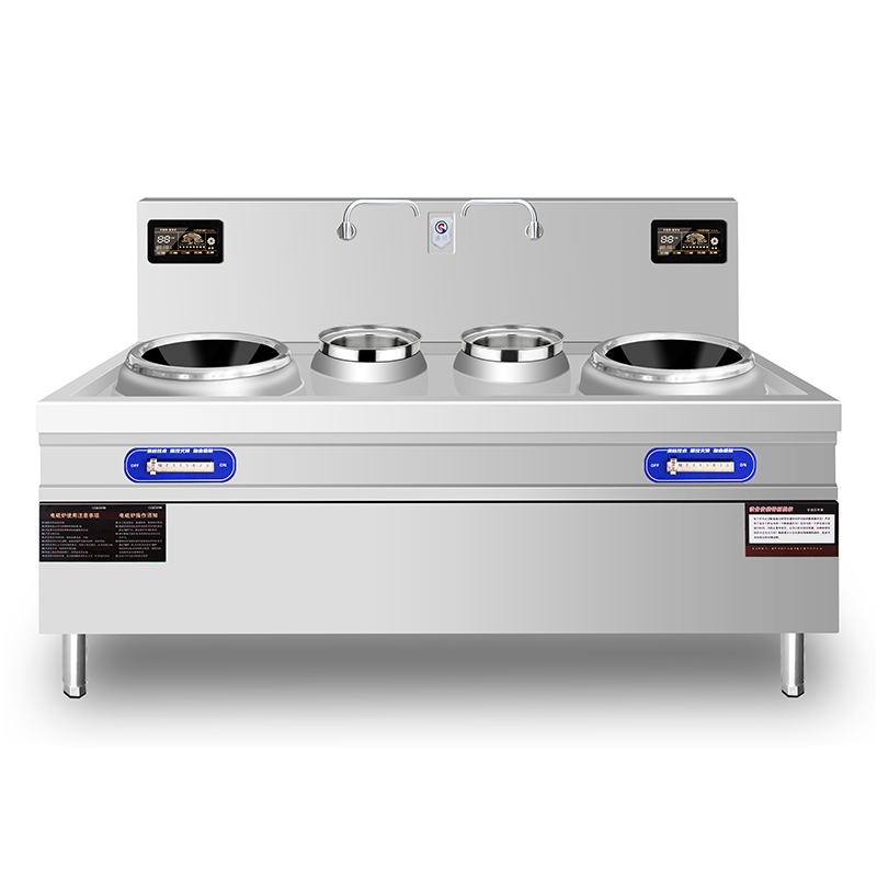 盛远商用电磁大锅灶加厚不锈钢机身 纯铜线圈 防水设计 智能机芯 双炒双温380v