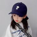 儿童帽子春秋时尚女童鸭舌帽洋气韩版遮阳棒球帽男孩太阳帽潮_382 藏青色-P字2岁-6岁【帽围48-50cm】