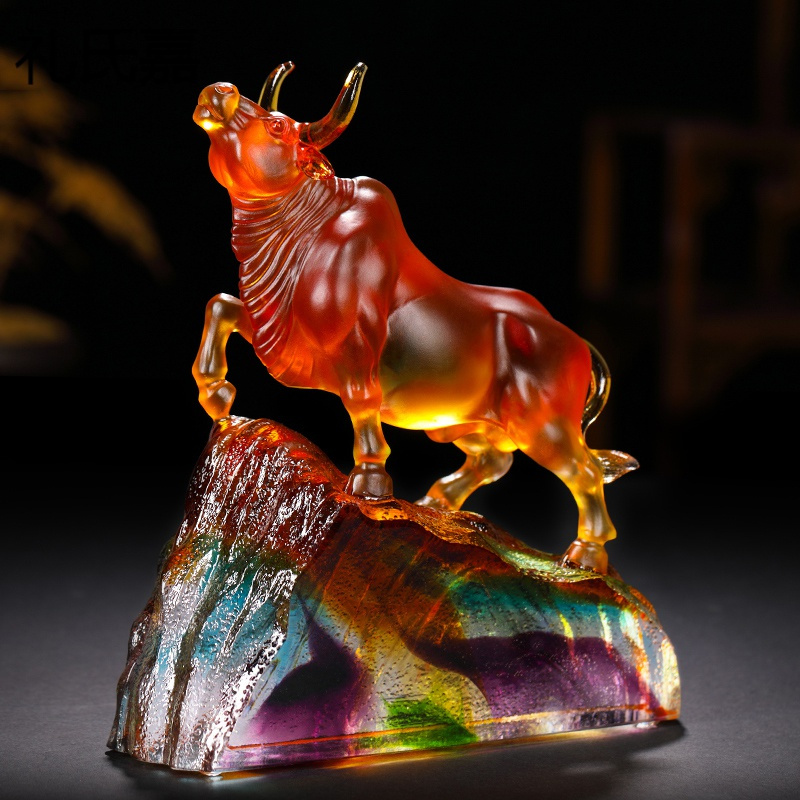 礼氏嘉牛势办公桌摆件十二生肖牛年纪念品送朋友新年礼品酒柜装饰品