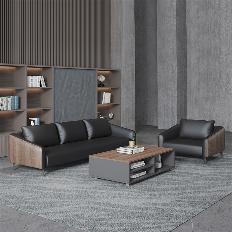 老板办公室商务沙发洽谈签合同沙发皮艺藤印象简约大气接待办公沙发
