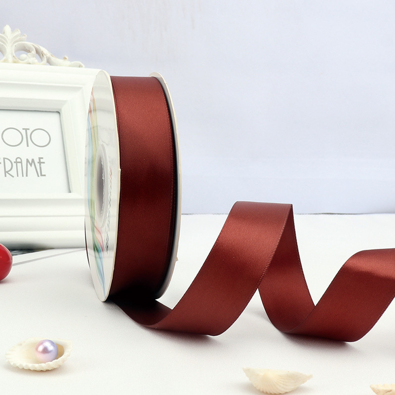 家柏饰(CORATED)2.5cm双面高密缎带织带鲜花礼品绸带蛋糕包装彩带手工diy发饰丝带 栗色