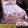 加厚保暖床单单件冬天冬季法兰绒三件套榻榻米学生宿舍单双人被单_22 贴身速热盖垫床单200cmx230cm(适合1.5米床使用） 百花争艳