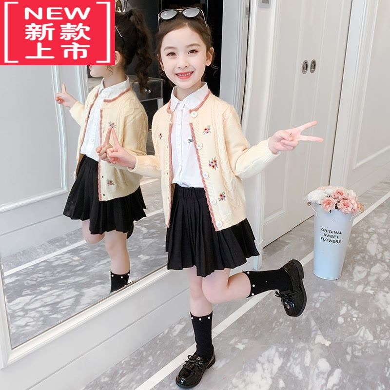 可莉允女童装外搭针织外套春秋季2022新款洋气中大儿童女孩秋冬毛衣开衫图片