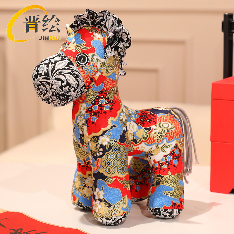 晋绘 新年春节吉祥物公仔玩偶 民俗布艺马16cm 个高清大图