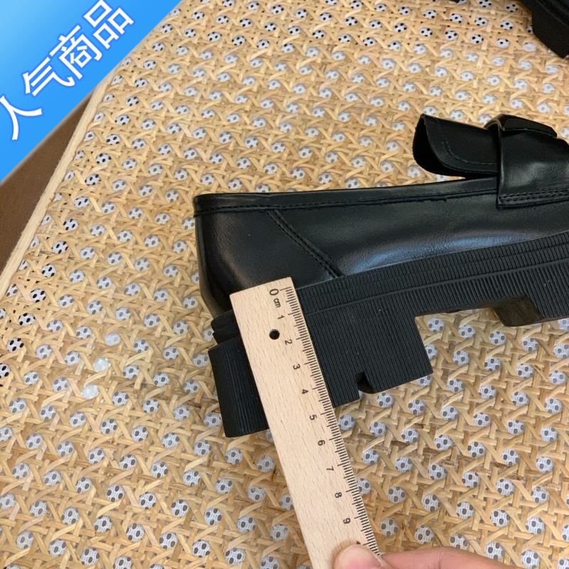 SUNTEK厚底乐福鞋女鞋2023新款春秋季英伦风黑色松糕jk单鞋一脚蹬小皮鞋高清大图