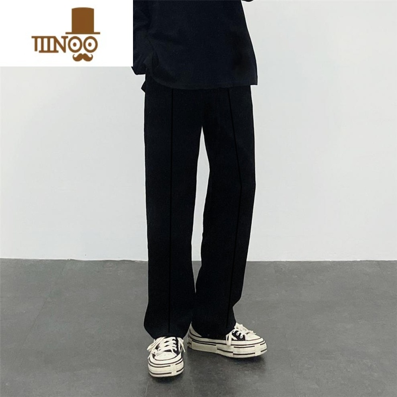 YANXU灰色卫裤男潮牌宽松直筒高街美式垂感束脚裤休闲运动裤高清大图