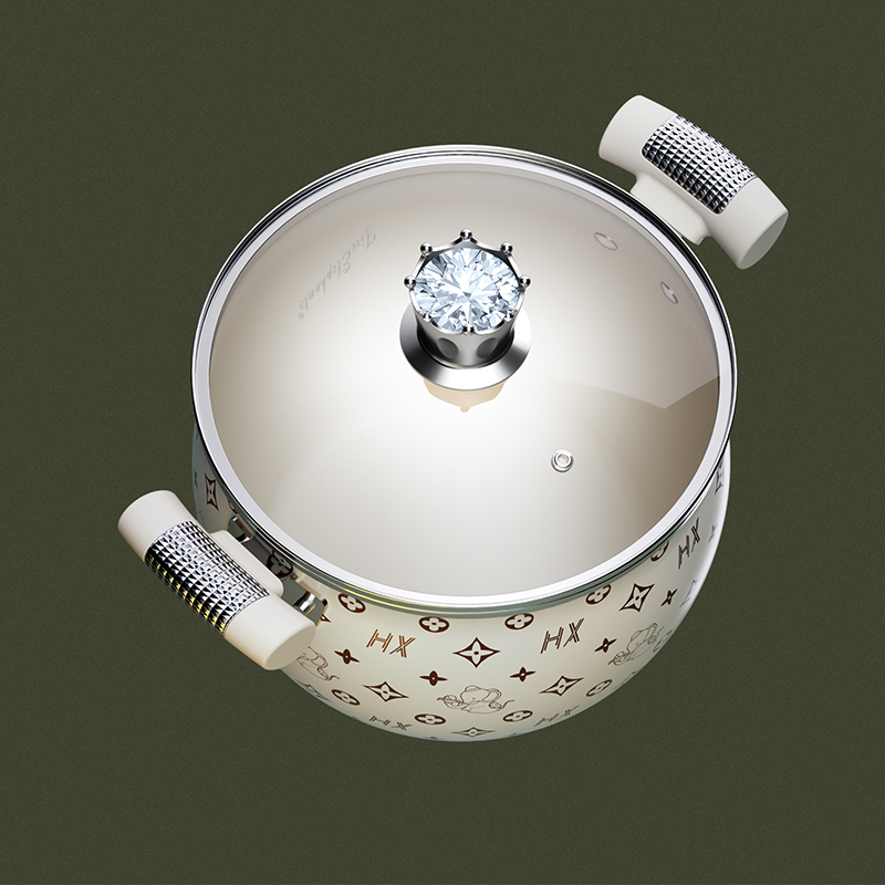 火象 皇冠珐琅汤锅HXG-TG345浅咖色(内径24cm*高16cm)高清大图
