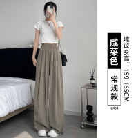 冰丝山本裤女夏薄款2025新款小个子宽松慵懒直筒休闲冰丝阔腿长裤 M【96-110斤】 【咸菜色】-常规款