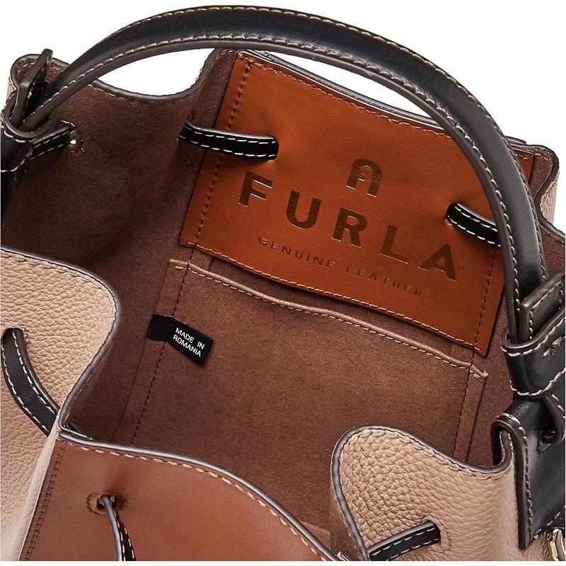 FURLA女士罗马软小牛皮迷你桶包手提斜挎两用百搭配色日常通勤单高清大图