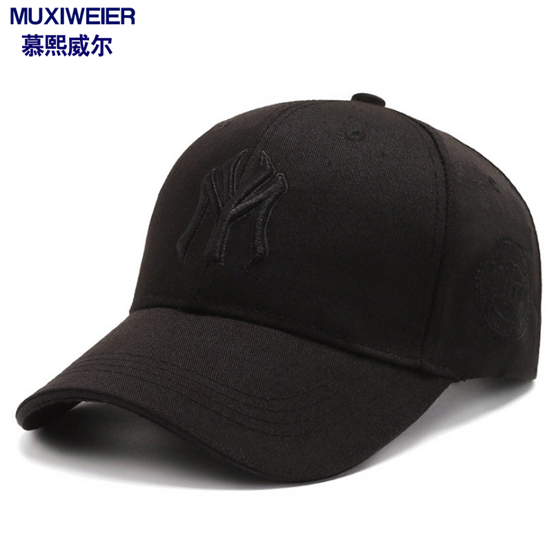 MUXIWEIER帽子男新品休闲韩版潮款百搭防晒刺绣字母鸭舌帽情侣棒球帽女时尚夏季遮阳四季帽子秋冬防风 黑色
