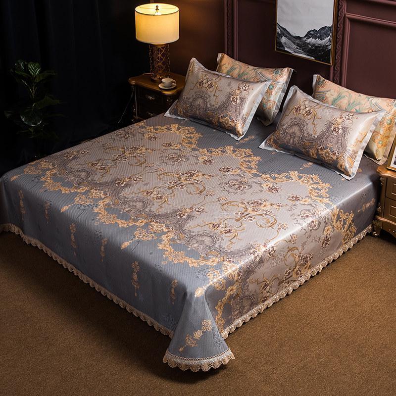 美帮汇床裙空调冰丝凉席三件套可水洗可折叠1.8m床夏季机洗软席1.5米 古韵（送防滑垫） 1.8m（6英尺）床