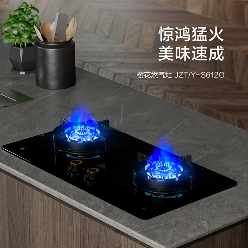 樱花线下同款5.2KW猛火燃气灶家用双灶煤气灶S612G天然气燃气灶